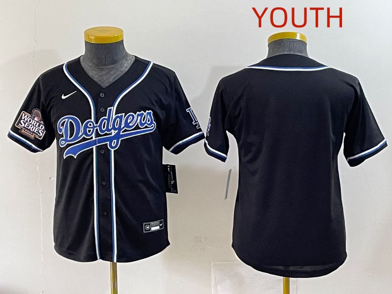 Youth 2025 Los Angeles Dodgers Blank Black Three generations Fashion Nike MLB Jersey style 3->youth mlb jersey->Youth Jersey